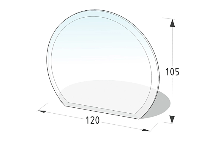 Zaoblené sklo pod kamna 1200 x 1050