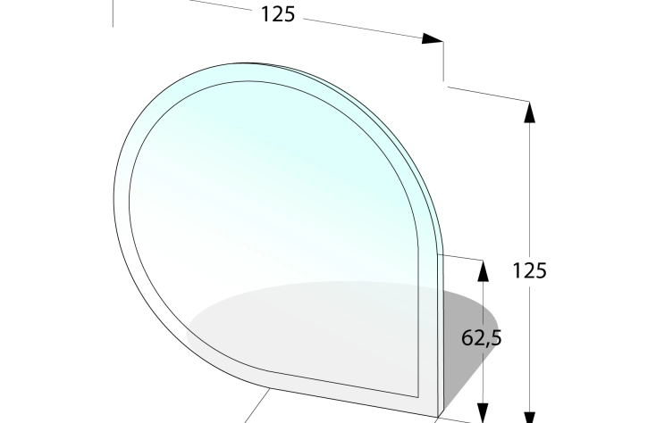 Zaoblené sklo pod kamna 1250 x 1250