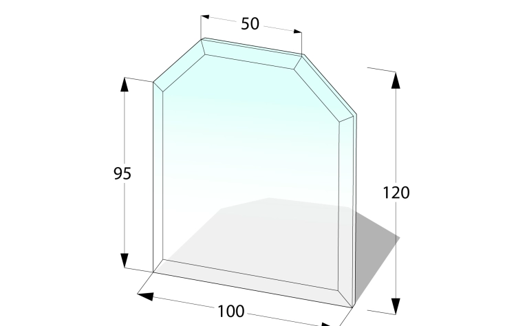 Zkosené sklo pod kamna 1000 x 1200