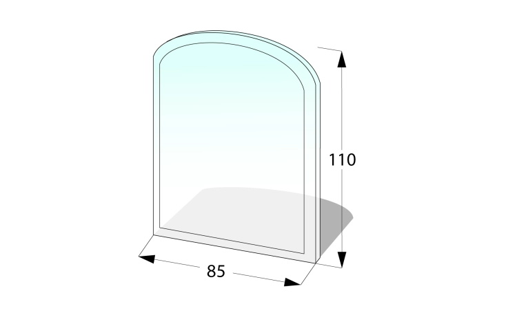 Zaoblené sklo pod kamna 850 x 1100
