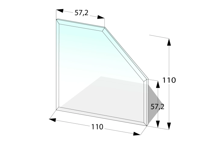 Zkosené sklo pod kamna 1100 x 1100