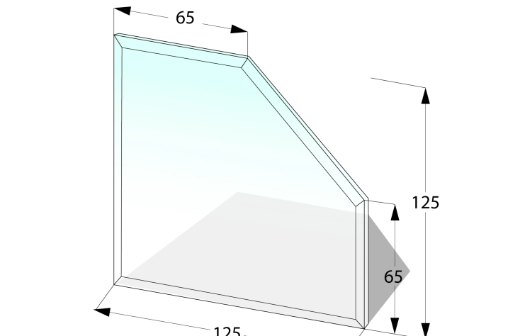 Zkosené sklo pod kamna 1250 x 1250