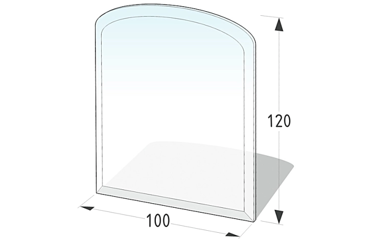 Zaoblené sklo pod kamna 1000 x 1200