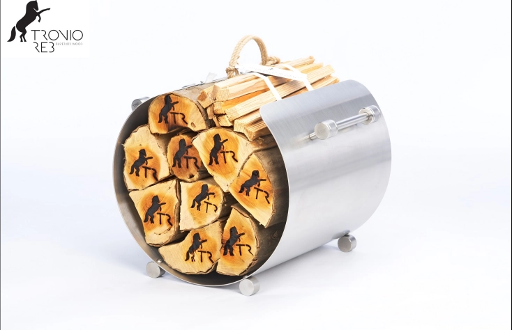 Nerezový koš na dřevo - Tronio Reb KN51