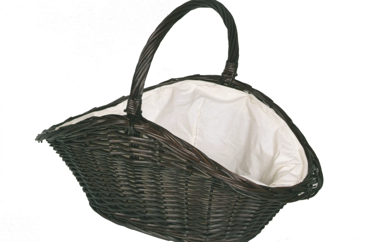 Proutěný koš na dřevo s tkaninou