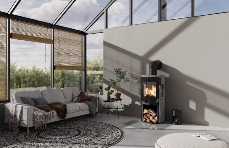 Heta Icon-Line Moderna s bočním prosklením - krbová kamna