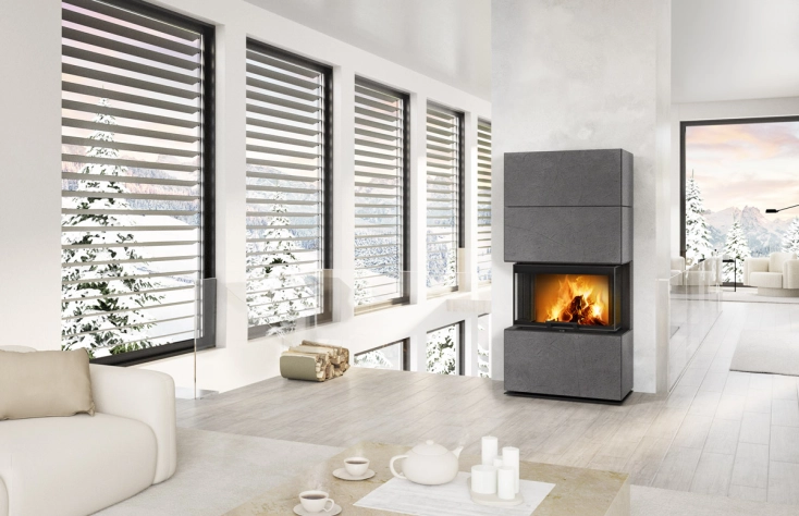 Romotop CARA C Thermaline tmavě šedý - akumulační designový krb