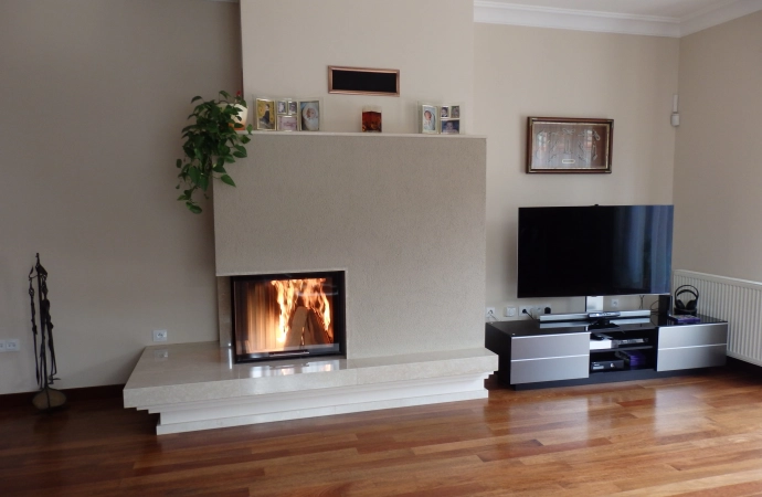 Krb s rohovou krbovou vložkou Spartherm